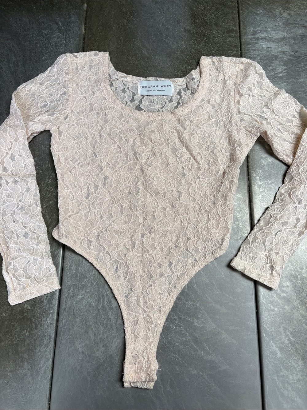 Lace Long-Sleeve One-Piece in Light Pink